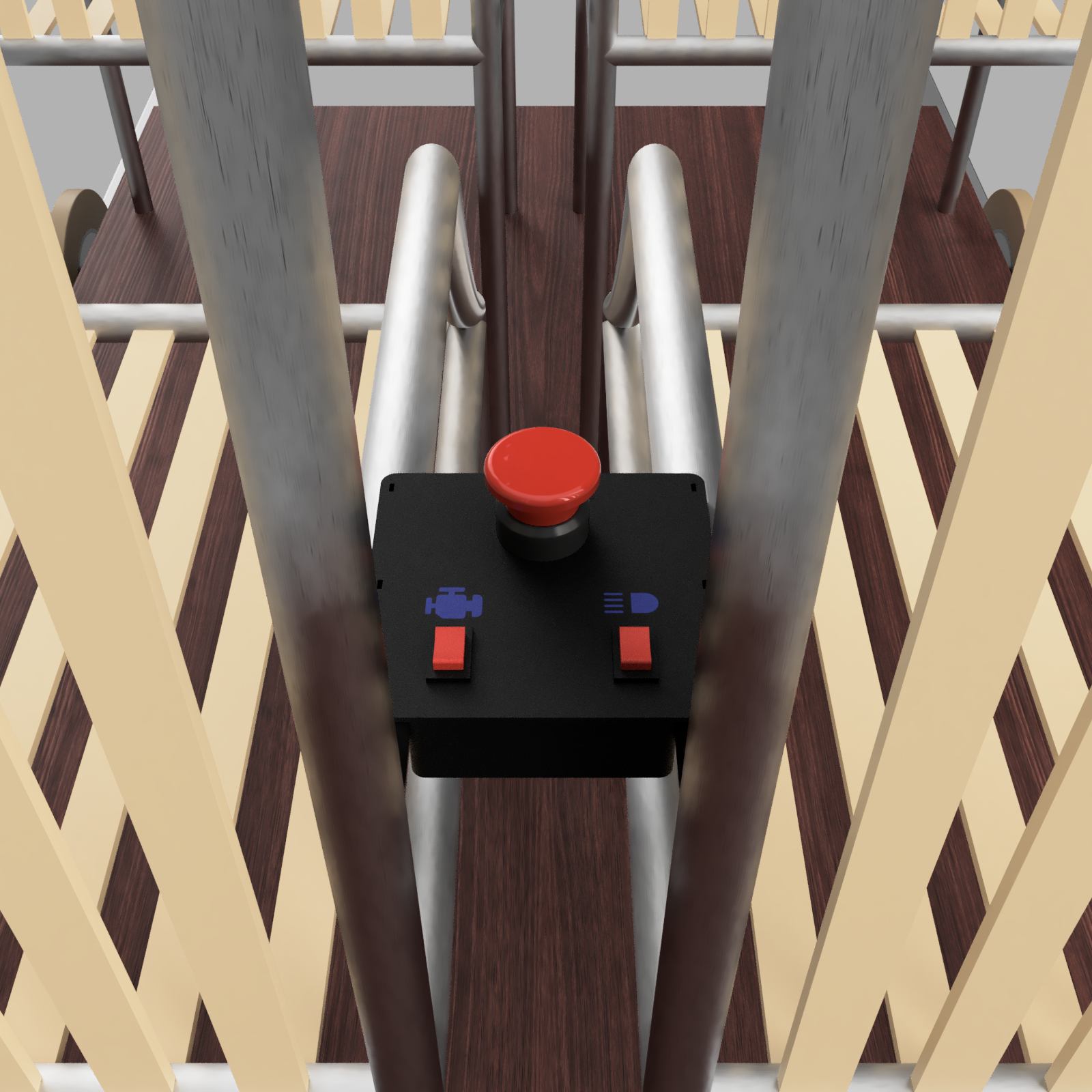 3D-printed railcart control box with lighting and horn controls